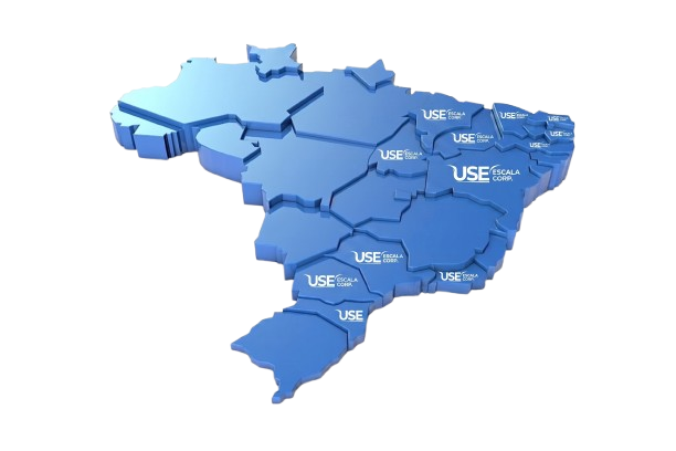Mapa do Brasil destacando os 12 estados atendidos pela Use Escala Corp